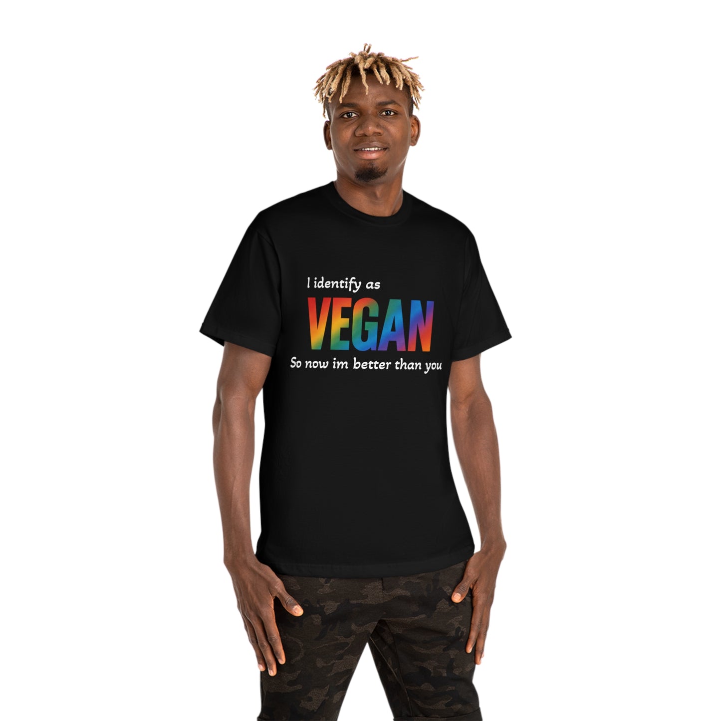 Unisex Vegan Identity Tee - Pride Apparel, LGBTQ+ Fashion, Vegan Lifestyle, Funny Statement Shirt, Casual Wear