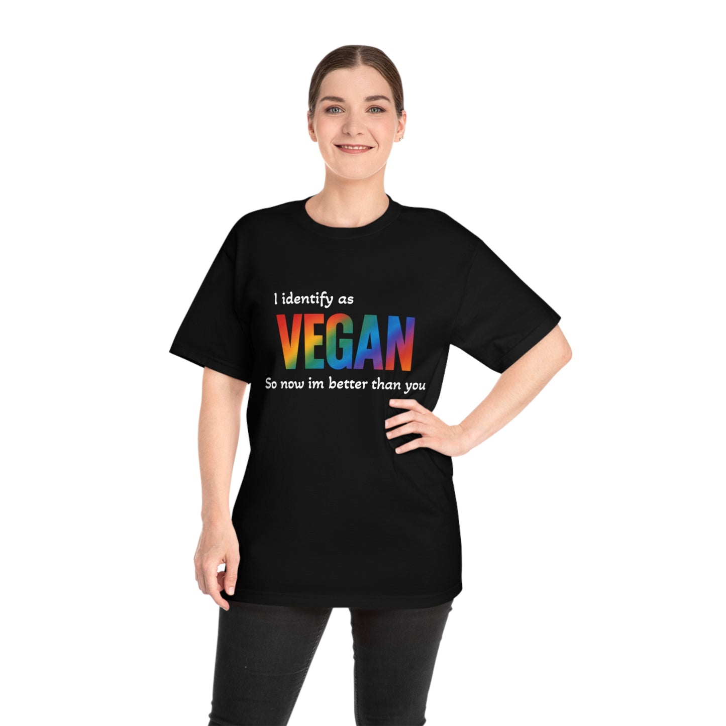 Unisex Vegan Identity Tee - Pride Apparel, LGBTQ+ Fashion, Vegan Lifestyle, Funny Statement Shirt, Casual Wear